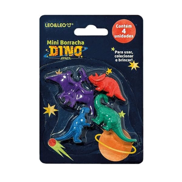 Mini Borracha Formato Dino Modelos Sortidos Blister c/ 4 Uns