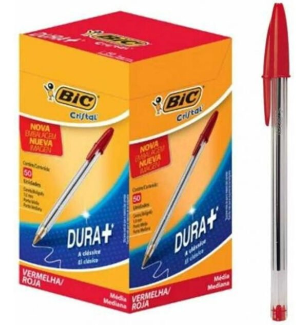 Caneta Bic Vermelho Cristal Tradicional 1un Kit-Estudante
