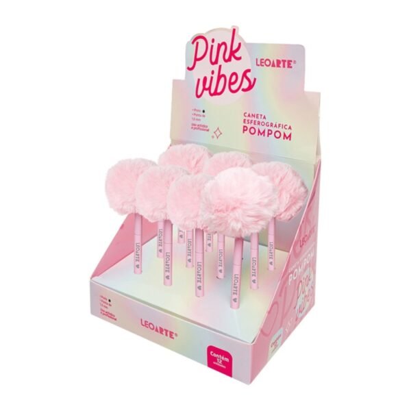 Caneta Esferografica Pompom Pink Vibes-Display 12un Leo&Leo