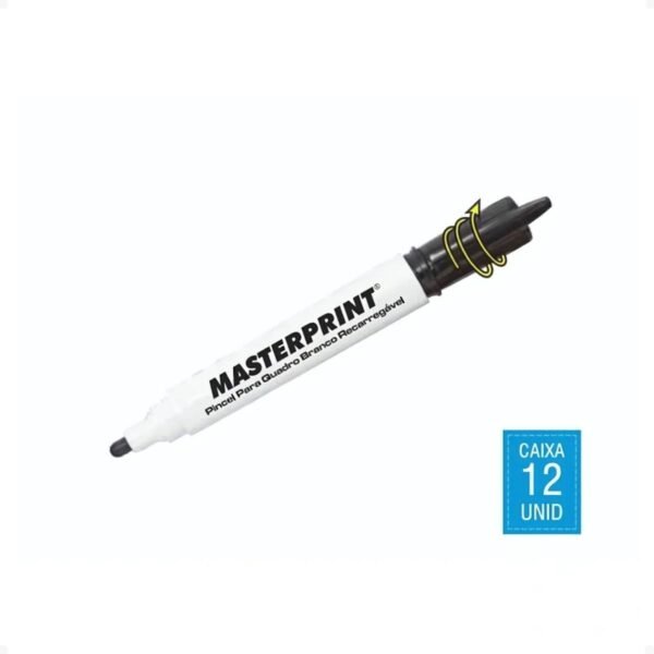 Pincel Recarregavel Quadro Branco MP619 Preto Masterprint CX 12un - Image 3