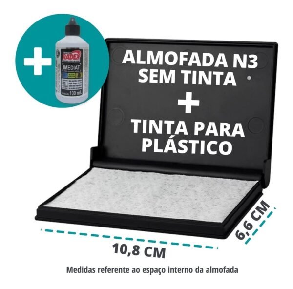 Kit Tinta Carimbo Imediat 100ml Azul+ 3 Almofadas Nº3
