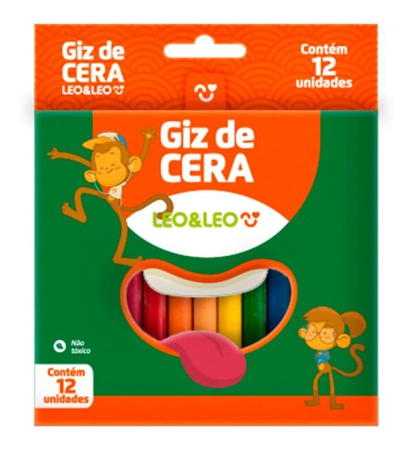 Caixa Giz De Cera Fino 12 Cores 8x88mm LEOELEO