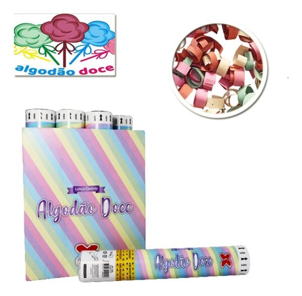 Lançador De Confetes Algodão Doce Papel 30Cm