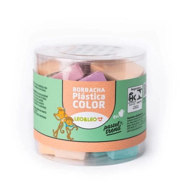 Borracha Plastica Color Pastel c/ Capa Pote c/ 24un Leo&Leo