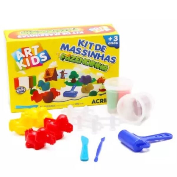 Kit de Massinha de Modelar Fazendinha 200g +11 peças Acrilex