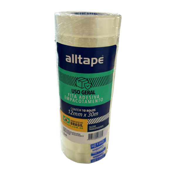 Fita PP Adesiva Tipo Durex Pequeno 12x30m Pct C/10 Alltape