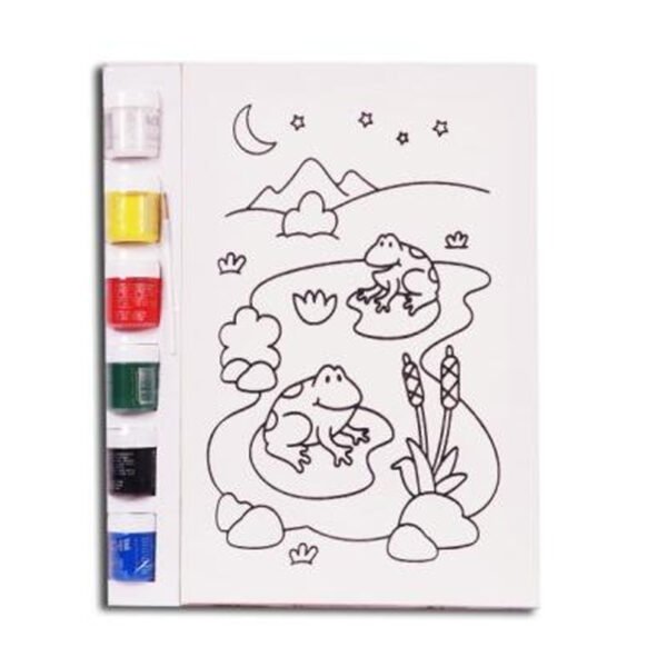 Kit Pintura Infantil Tela 20x30Cm + 6 Guache + Pincel