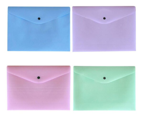 Envelope Plástico Com Botão A4 Cor Pastel Serena Dello